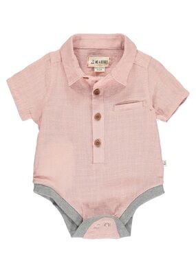 Me & Henry Helford Woven Onesie - Dusty Pink